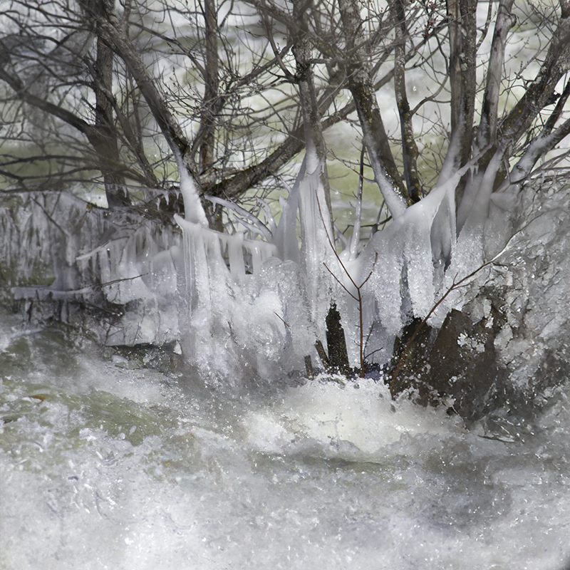 Water rushes out of the opened dams